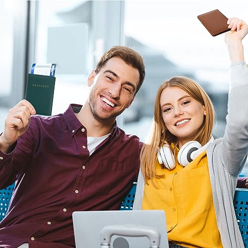 Frienda 2 Pieces Bridal Passport Covers Holder Waterproof Leather Holder Covers Travel Wallet Passport Case for Women and Men4