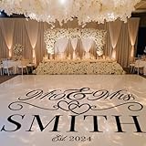 Mr and Mrs Split Monogram Decal - Personalized Lettering for Wedding Dance Floor or Reception - Rustic Style Decor, Anniversary Decorations