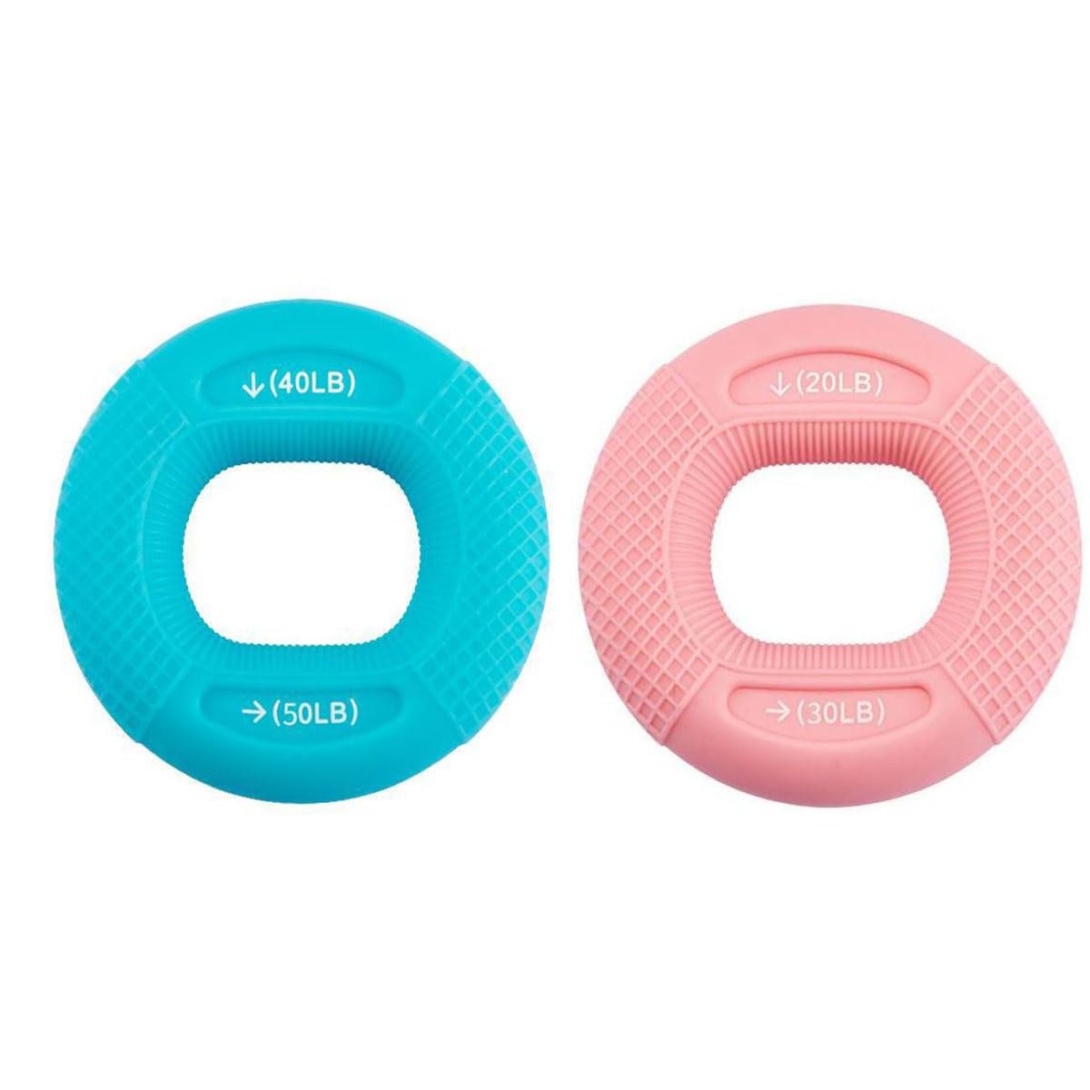 ALMEKAQUZ 2Pcs Hand Grip Rings, Silicone Hand Grip Strengthener, Four-Resistance Hand Gripper, Finger Exerciser, Forearm Grip Workout for Hand Wrist Muscles Trainer Stress Relief (Pink+Blue）