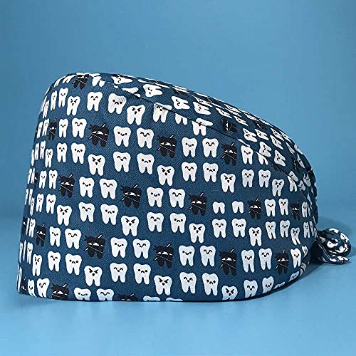 6 Pcs Casquettes De Gommage Chirurgicaux Unisexe Bouffant Turban Casquette Réglable Impression De Dent Couverture De Cheveux Bouffante Tie Back Bonnet Avec Bandeau Pour Les Fournitures Personnelles D Cover