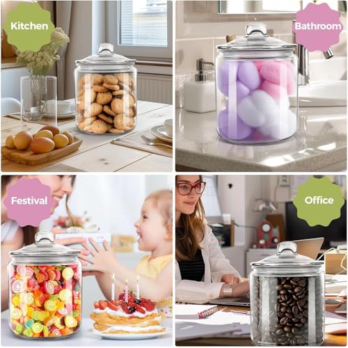 Image of bellemax 700ML Clear Glass Storage Jar With Air Tight Glass Lids- Airtight Food Jars Glass Kitchen Containers For Pantry, Pickle Jar, Sugar Pasta Cereal Flour Sugar Storage Jar (BM-08, Set of 2)