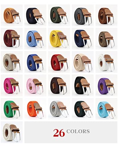 Pooyikoi Mixed Color Woven Braided Stretch Belts for Men & Women Elastic Canvas Woven Belts for Jeans Pants3