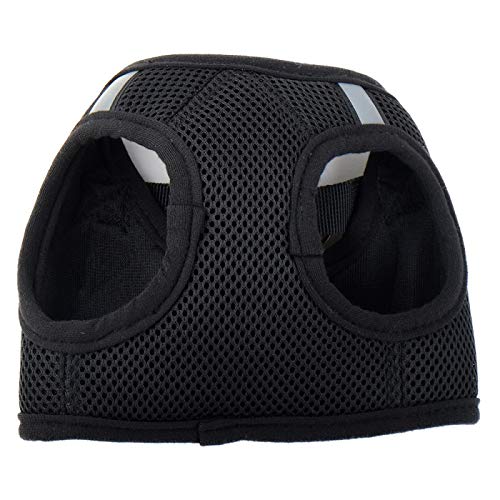 The Worthy Dog Sidekick Harness with Comfy Padded Mesh Velcro Adjustable, Outdoor, Easy Walk Vest - XX-Large, Black