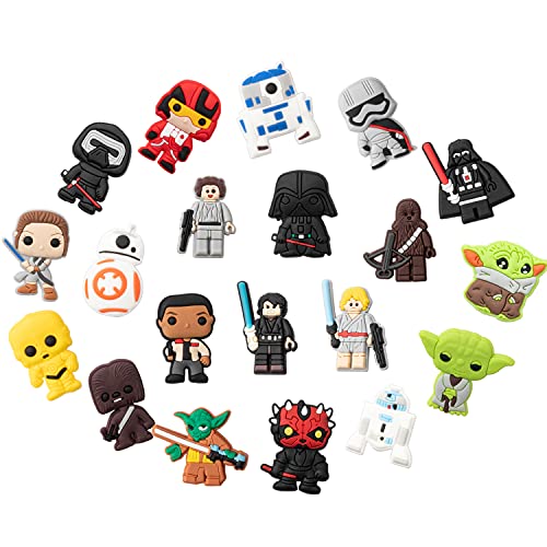 K1tpde 20PCS SW Themed Clog Shoes Charm for Kids, Cartoons SW Clog Shoe decor for Boys, Bracelet Wristband Party Gift, Kids Birthday Gift, Charm for Teens Slip on, Different Shape Charm, Boys Favorite