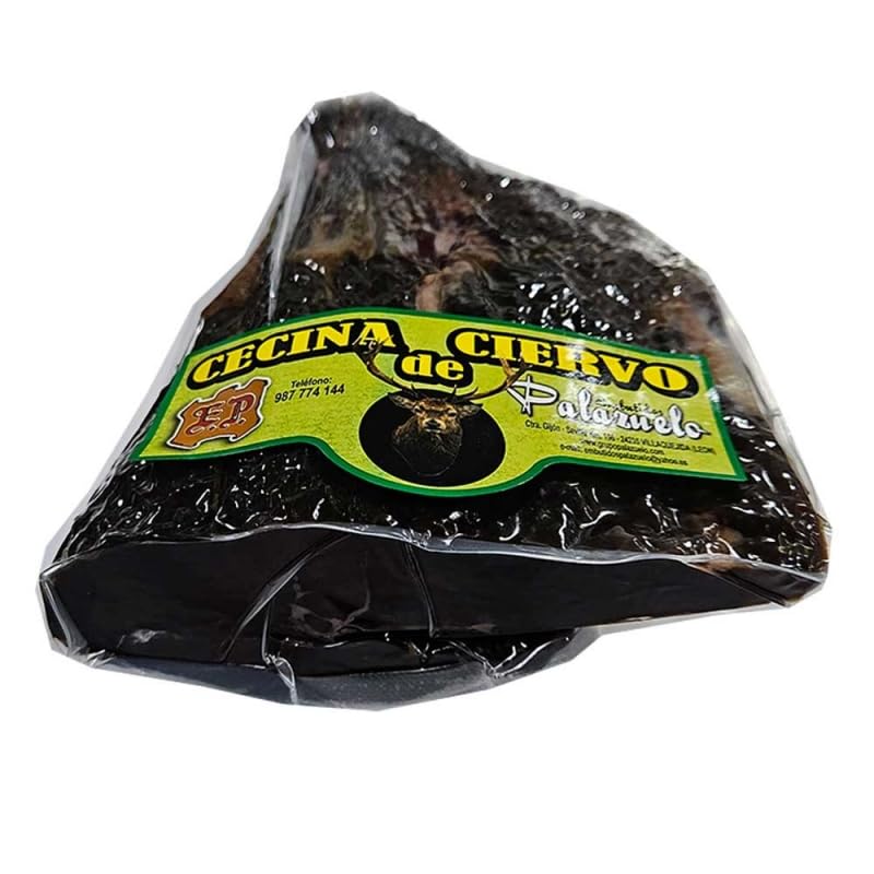 Cecina de Ciervo Gourmet, Taco 500 Gramos, Envasada al Vacío. Auténtica Cecina de León Curada.