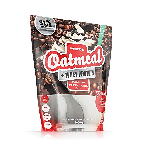 Prozis Oatmeal + Whey - havervlokken en wei, 1000 g - Frappuccino - hoogwaardige koolhydraten en verzadigende vezels, hartvriendelijk, vegetarisch