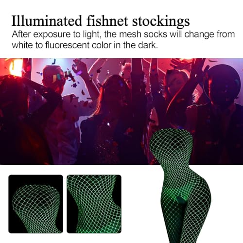 Women Fish Net Stocking - Glow-In-The-Dark Tights, High Waist Pantyhose | Sexy Leggings For Cosplay, Party Outfits, And4