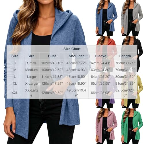 Women's Open Front Cardigan Long Sleeve Jackets Light Weight Cardigans Blue - image 9