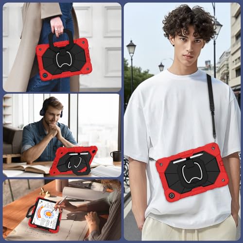 Image of WESOROL Case for Samsung Galaxy Tab A11 Plus Galaxy Tab A9 Plus 11 Inch,Shockproof Cover for Samsung Tablet A11+ /A9+ Case with Screen Protector 360 Rotating Stand Pencil Holder,Red Black