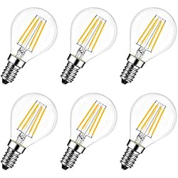 LVWIT Bombillas Golf de Filamento LED E14 (Casquillo Fino) - 4W equivalente a 40W, 470 lúmenes, Color blanco cálido 2700K. Bombilla retro vintage, No regulable - Pack de 6 Unidades.