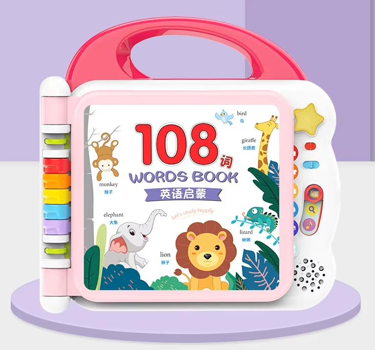Learning Journey 108 Words Baby Educational Toy Book and interactive book learning with Bluetooth for Toddler and Pre School Boys & Girls 1, 2, 3, 4+ Year Olds, Multi-Colour. (Pink)