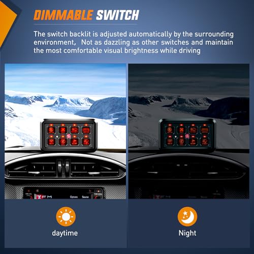 Image of Nilight 8 Gang Switch Panel Relay System Automatic Dimmable | Universal Circuit Control Fuse Wiring Harness ON Off Red Backlit LED Pod for 12V Cars Trucks Boats Campers SUV