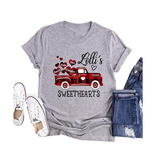 Personalized Shirt-Lolli's Red Truck Sweethearts with Kid's Name T Shirt, Long Sleeve, Hoddie, Idea Gift for Grandma, Mother-Personalized Shirts for Women/Gift-851