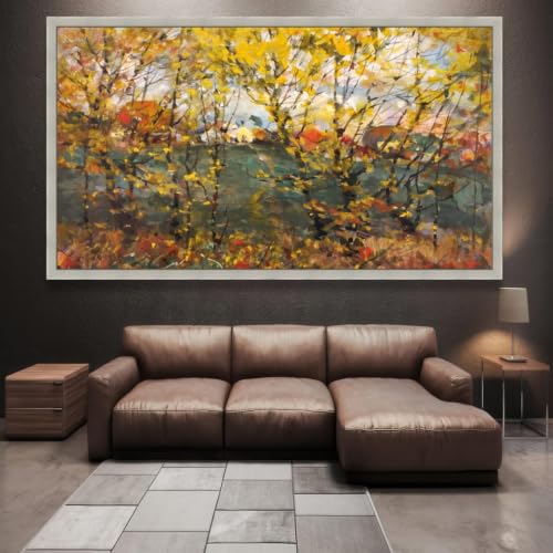 Toile forêt d'automne paysage décoration intérieure cadre bois 40x70cm