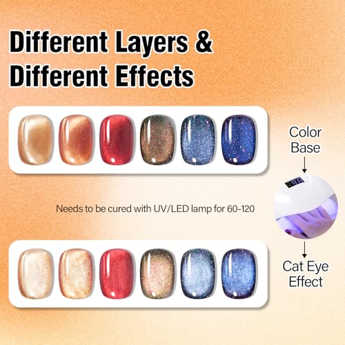 Kit 6 esmaltes gel Cat Eye 12ml con palo magnético miniatura 3