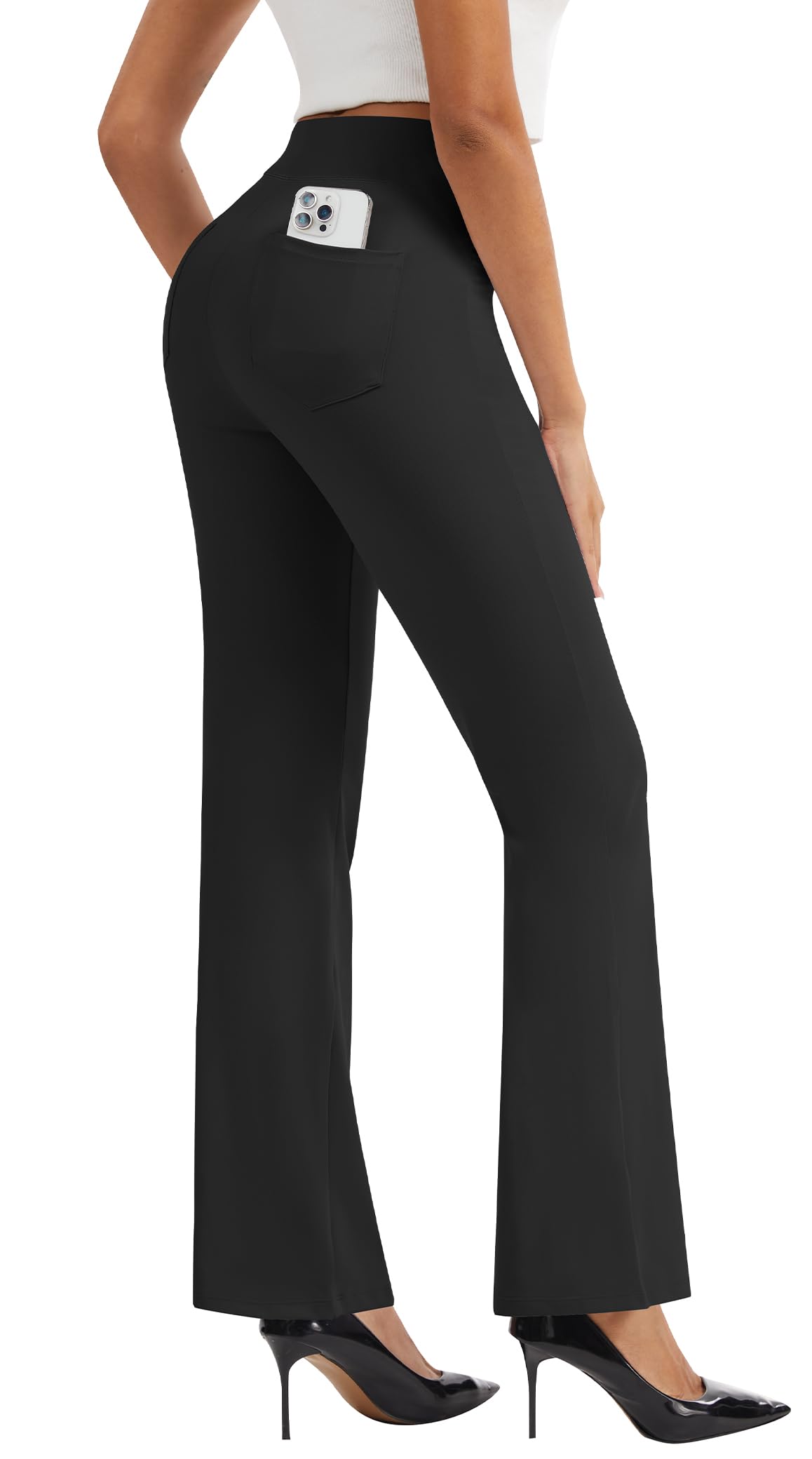 AVAMO Womens Dress Pants Straight Leg High Waisted Pull On Stretchy Work Pants Business Casual Slacks Office with