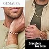 GEMAURA Bracelets for Men Stainless Steel Bracelet for Mens 8MM Tiger Eye Bracelet Natural Stone Bead Bracelet Adjustable Silver Chain Lucky Bracelet Jewelry Gift for Men #2