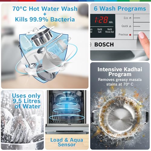Bosch 13 Place Setting Dishwasher with Intensive Kadhai Prog...