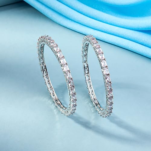 American Diamond Silver Tone Bangles for Women, Girls