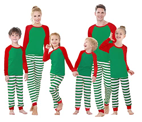 Benaive Matching Family Christmas Pajamas Set Holiday Pjs for Women Men Sleepwear (Striped Green, 6) - image 1