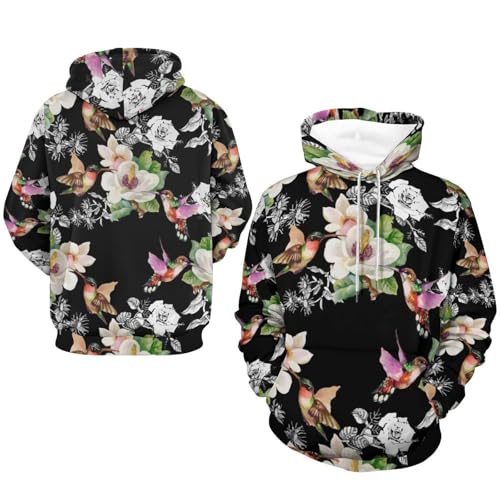 Sweat à capuche fleurs oiseaux idéal pour vos sorties urbaines de mi-saison - 7