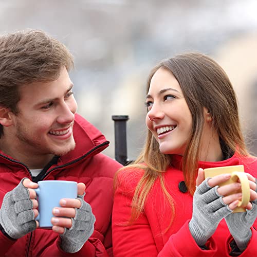 Image of SATINIOR 4 Pairs Winter Half Finger Gloves Knitted Fingerless Mittens Warm Stretchy Gloves for Men and Women