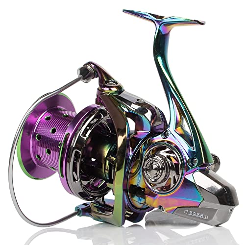 Hplife Offshore Fishing Reel, Colorful Full Metal Body Spinning Reel 10000 Ultra Smooth 18+1 Stainless Bb, 73Lbs Max Drag Power Oversize Surf Big Game Fishing For Saltwater Seawater #TOP5