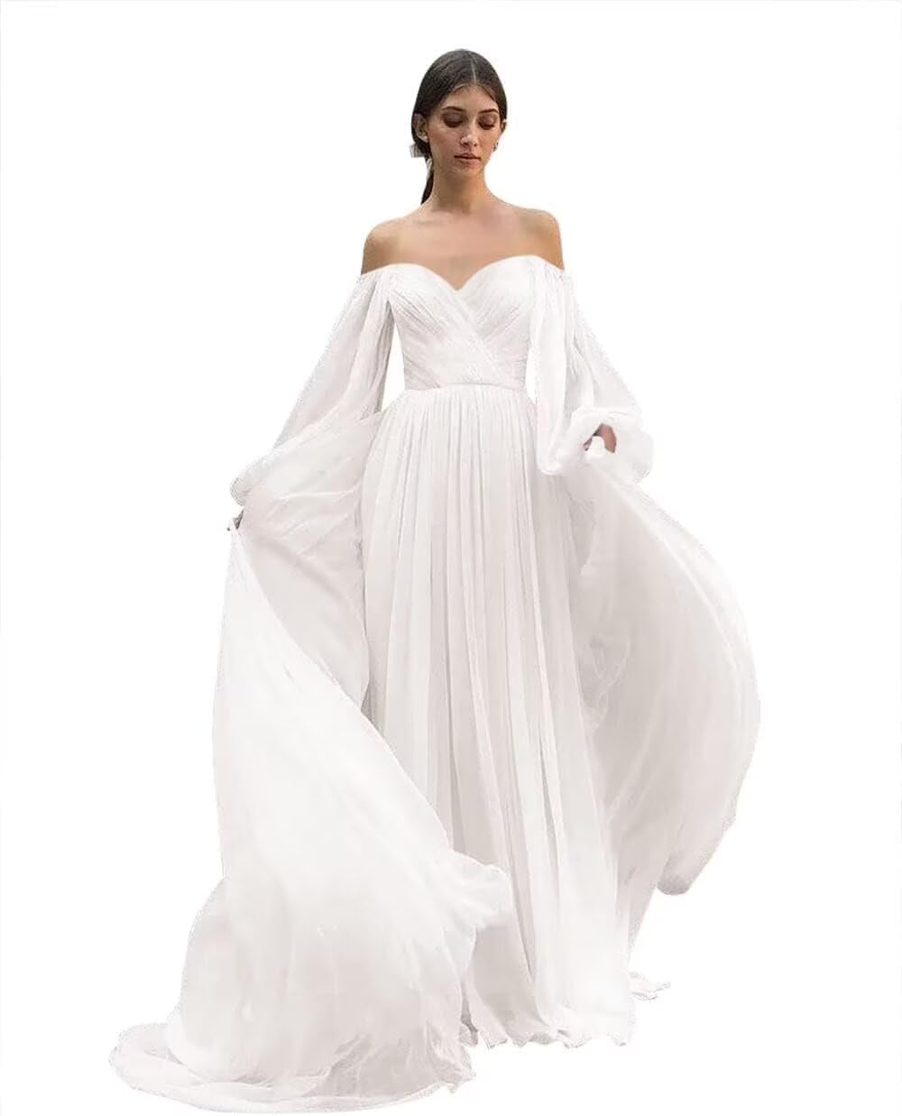 sachin and babi light blue dress Puff Sleeve Printed Gown For Wedding 251P4141 Print Chiffon Puff Sleeves  A-Line Prom Dress