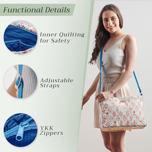 Maison d' Hermine Hand Bag Cotton Adjustable Shoulder Strap Cross Body Bag Tote purse with Zippered & Slip Pockets4