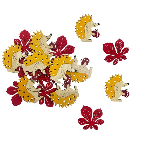 Oblique Unique Herbst Konfetti Igel und Blätter aus Holz als Tisch...