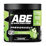 All Black Everything Pre Workout Powder | 30 Servings | Sour Apple | 350mg Caffeine | Nootropic Pre-Workout Blend | Beta Alanine + Citrulline | Energy Supplement for Men and Women