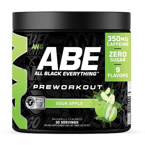 Image of All Black Everything Pre-Workout Powder | Preworkout Energy Drink Mix | 350mg Caffeine | Beta Alanine & Citrulline | Energy Supplement for Men & Women | Sour Apple | 30 Servings