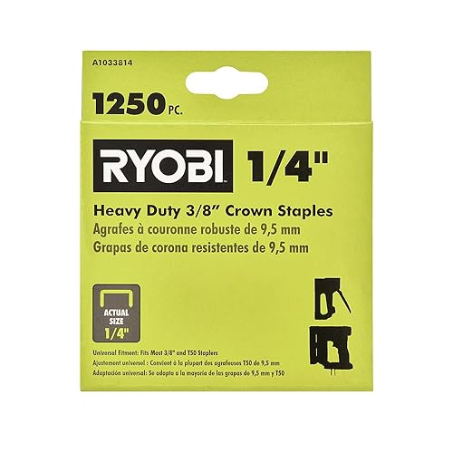 RYOBI Grapas de corona resistentes de 38 pulgadas x 14 pulgadas (1,250 piezas)