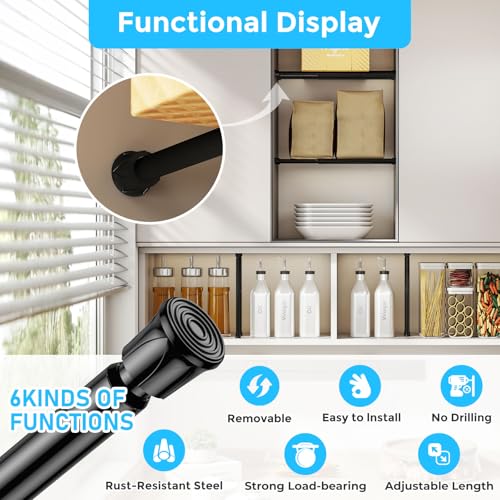 Image of AIZESI 4PCS Small Spring Tension Curtain Rod 8 to 12 Inch, Mini DIY Tension Rods No Drill for Slim Window Sidelights Cupboard, Black