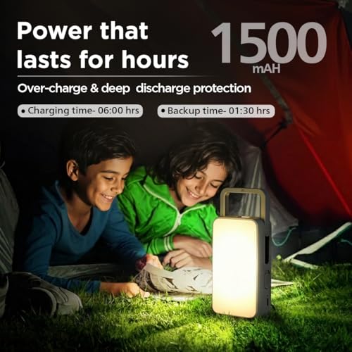 Image of PHILIPS Voyager 6W Rechargeable LED Emergency Light | 450 Lumens | 1500mAh Battery | Type-C Fast Charging | 2 Brightness Modes | Up to 1.5 Hours Backup | Portable & Compact (Grey) | Pack of 1