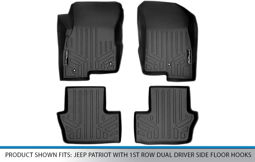 SMARTLINER Custom Fit Floor Mats 2 Row Liner Set for 2017-2017 Jeep Patriot