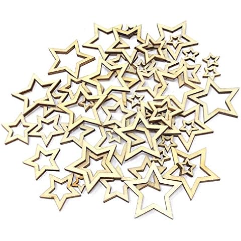 Special Touches Mixed Size Natural Cut Our Stars Plain Wooden Shabby Chic Craft Scrapbook Vintage Confetti Star (50) Cover