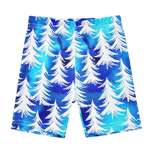 Trees Blue Girls Bike Shorts Toddler Girl Clothes Under Dress Dance Shorts for 4-10 Years,4T