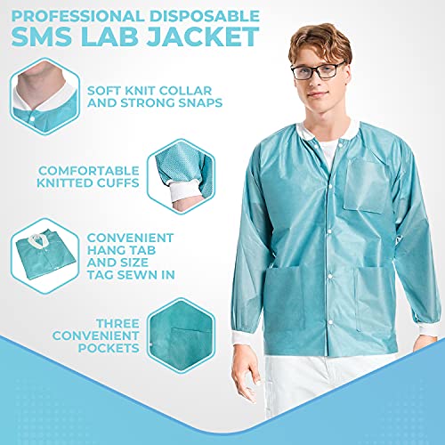 ValuMax 3530TE4XL Easy Breathe Cool and Strong, No-Wrinkle, Professional Disposable SMS Hip Length Jacket, Teal, 4XL, Pack of 103