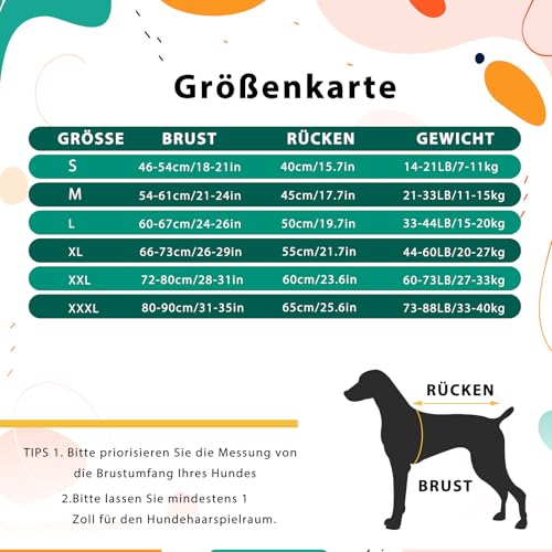 Poiinvc Winddichter Hundemantel Hundejacke mit Geschirrloch Reflektierend Warm und Wasserdicht für Hunde von S bis XXXL mit Elastischen Bündchen Ideal für Outdoor