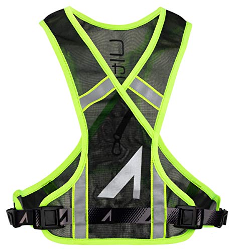 Ultraspire Neon Reflective Unisex Lightweight Vest - Hydratation Not Included, Capacity: 31 c.i. (0.5L) (Black/Lime, Universal Size (26?-48?))