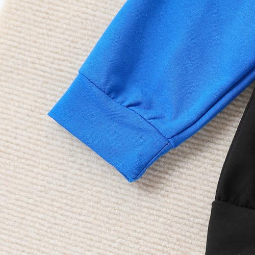 Image of Boys Clothes 2pcs Tween Boy Color Block Hoodie + Pants Little Boys Fall Winter Outfits Set, 4-12 Years