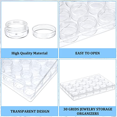 Image of Xinnun 4 Pcs Bead Organizer Transparent diamond art storage with Lid Plastic Embroidery Bead Storage Containers for DIY Crafts Jewelry Earring Sewing Pills Nail Small Items, Clear (24 Grids)