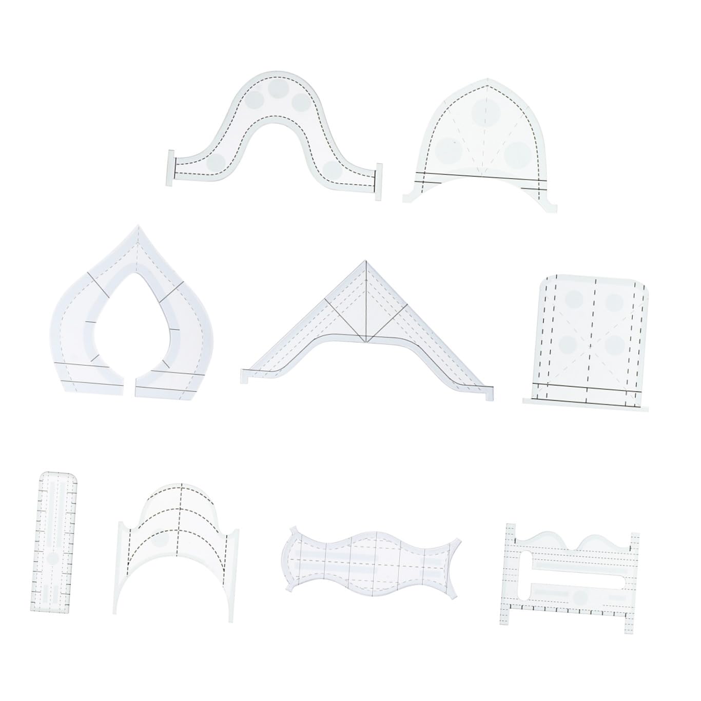 VILLCASE 9piezas Reglas De Acolchado Herramientas De Costura Para Proyectos De Patchwork Plantillas Transparentes Para Acolchado y Patronaje