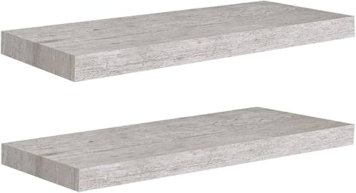 vidaXL Moderno juego de 2 estantes flotantes de pared, color gris hormigón, resistente y duradero, diseño de panal de madera de fibropanel de Negro