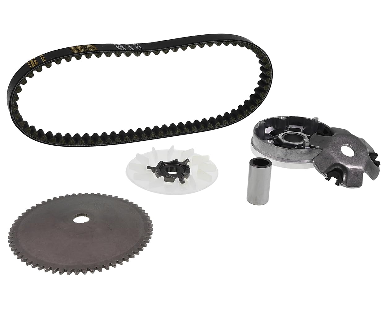 Variomatik Set GY6 50ccm 4-Takt – inkl. Riemenscheibe Keilriemen Variogewichte Lüfterrad – für Baotian Rex Benzhou Flex-Tech Explorer ATU – 10 Zoll Motor – 669x18x30