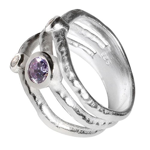 Chic-Net Silberring hell oxidiert lila Glitzersteine Ringe aus 925er Sterling Silber Damen Schmuck