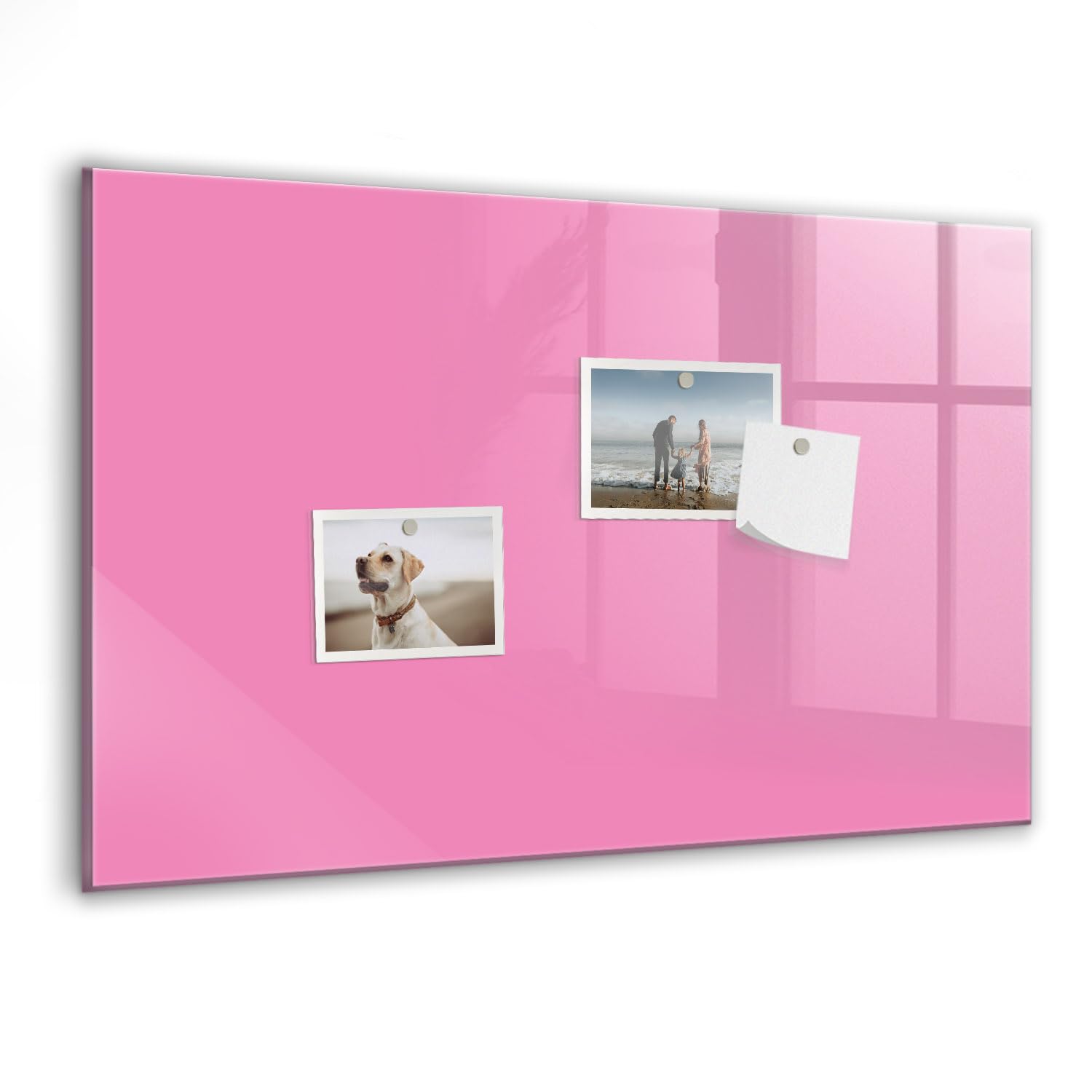 Magnetisches Glas-Whiteboard mit Neodym-Magneten | Premium Glastafel für Wandmontage | Beschreibbar, leicht zu reinigen & perfekt für Büro oder Küche - 60x40cm Rosa Farbe