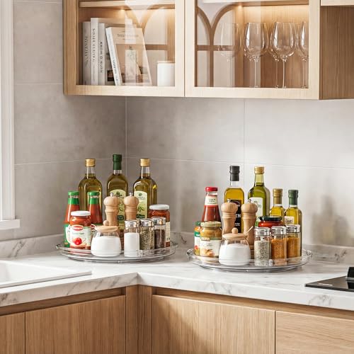 Image of LAMU 12 in Lazy Susan Turntable, 6 Pack Clear Spice Rack, Organizer Storage