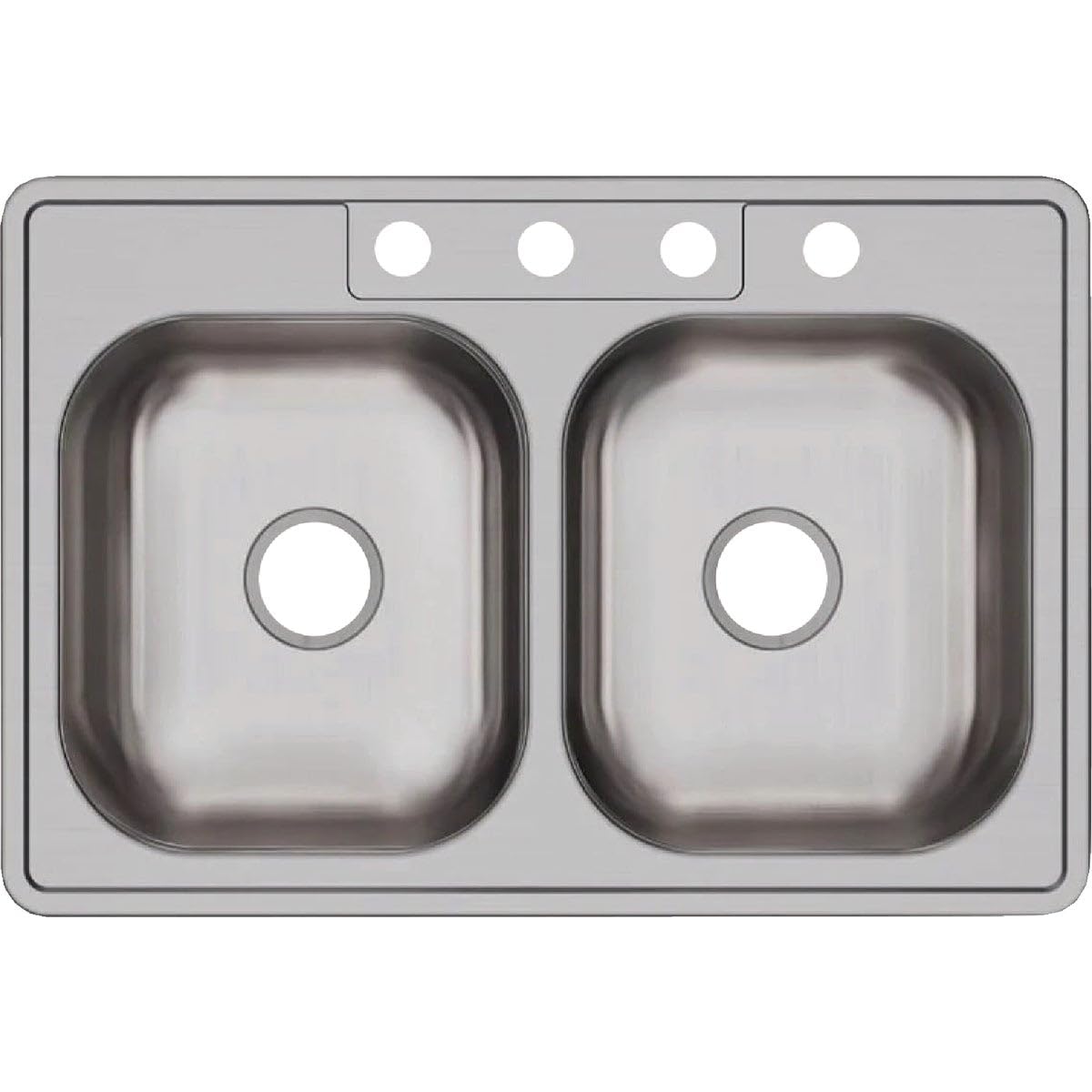 Elkay Dayton 33 In. x 22 In. x 6-9/16 In. Equal Double Bowl Drop-In Kitchen Sink, Stainless Steel - 1 Each